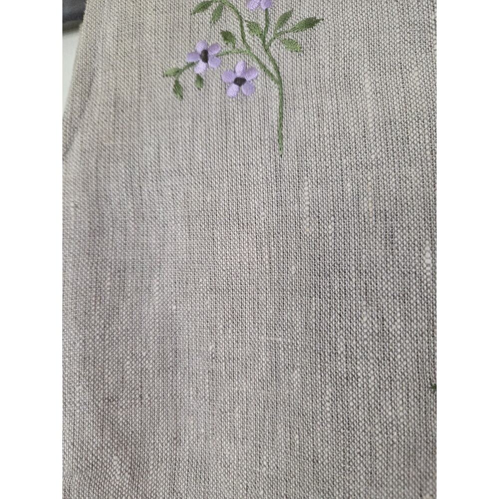 Talbots Classic 100% Linen Khaki Embroidered Floral Modest Mini Dress, Size 12P - Picture 5 of 15